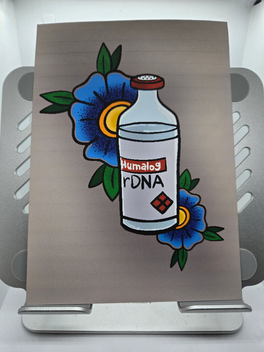 5 x 7 Print - Insulin with Flowers