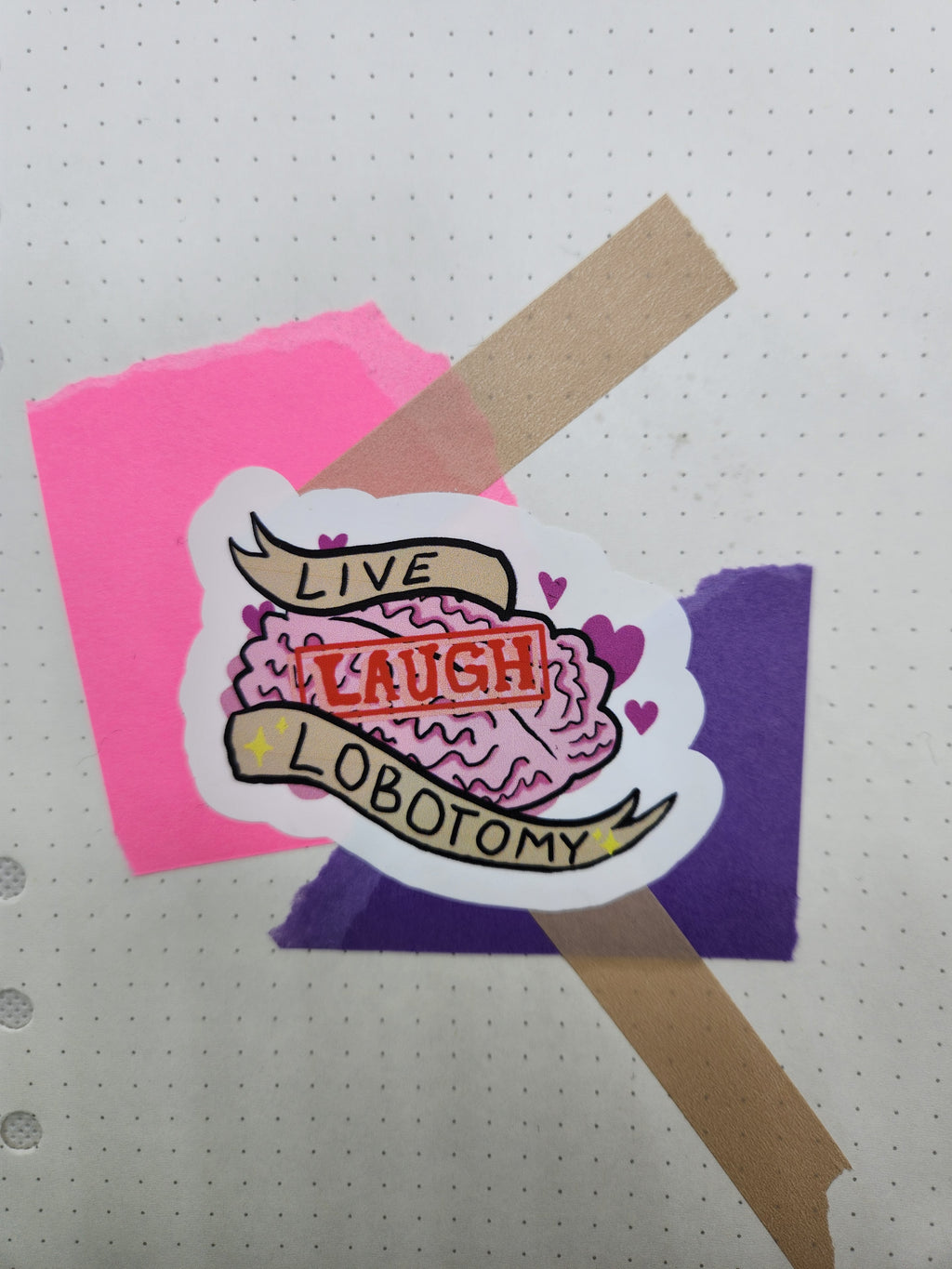 Live Laugh Lobotomy Sticker - Matt Nicht wasserfest