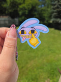 Goofy Purple Bunny Sticker