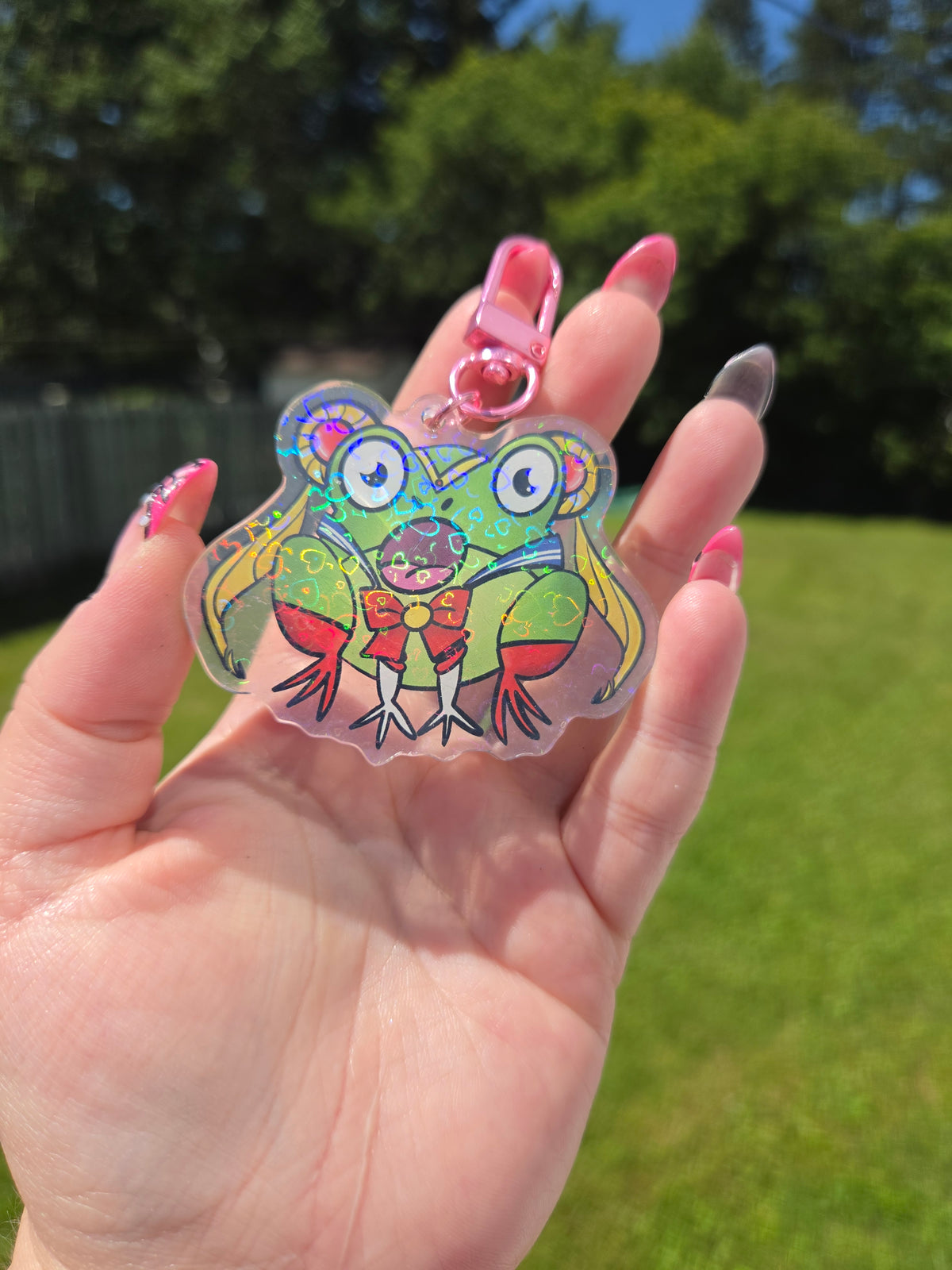 Frogger Moon Keychain