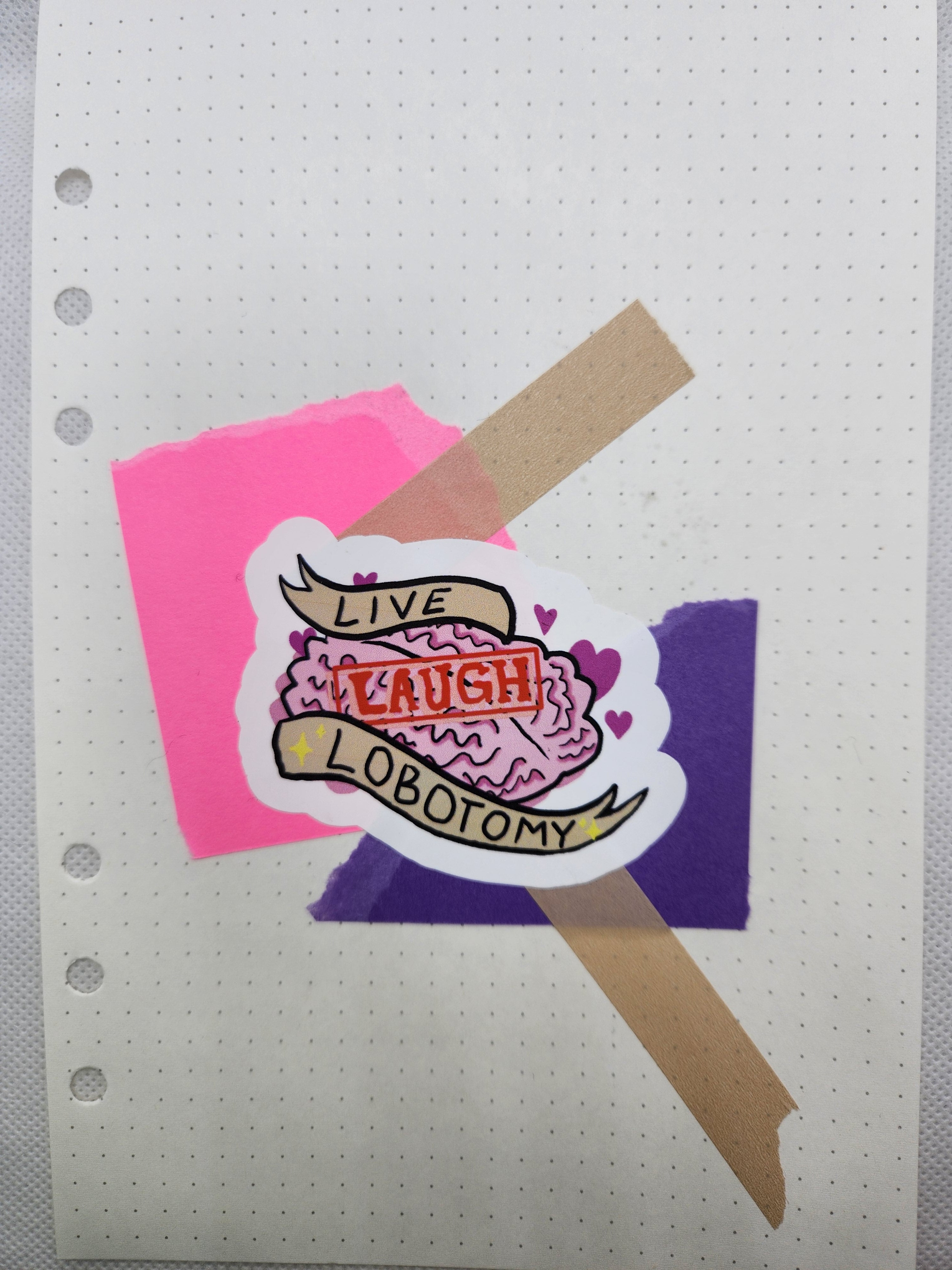 Live Laugh Lobotomy Sticker - Matt Nicht wasserfest