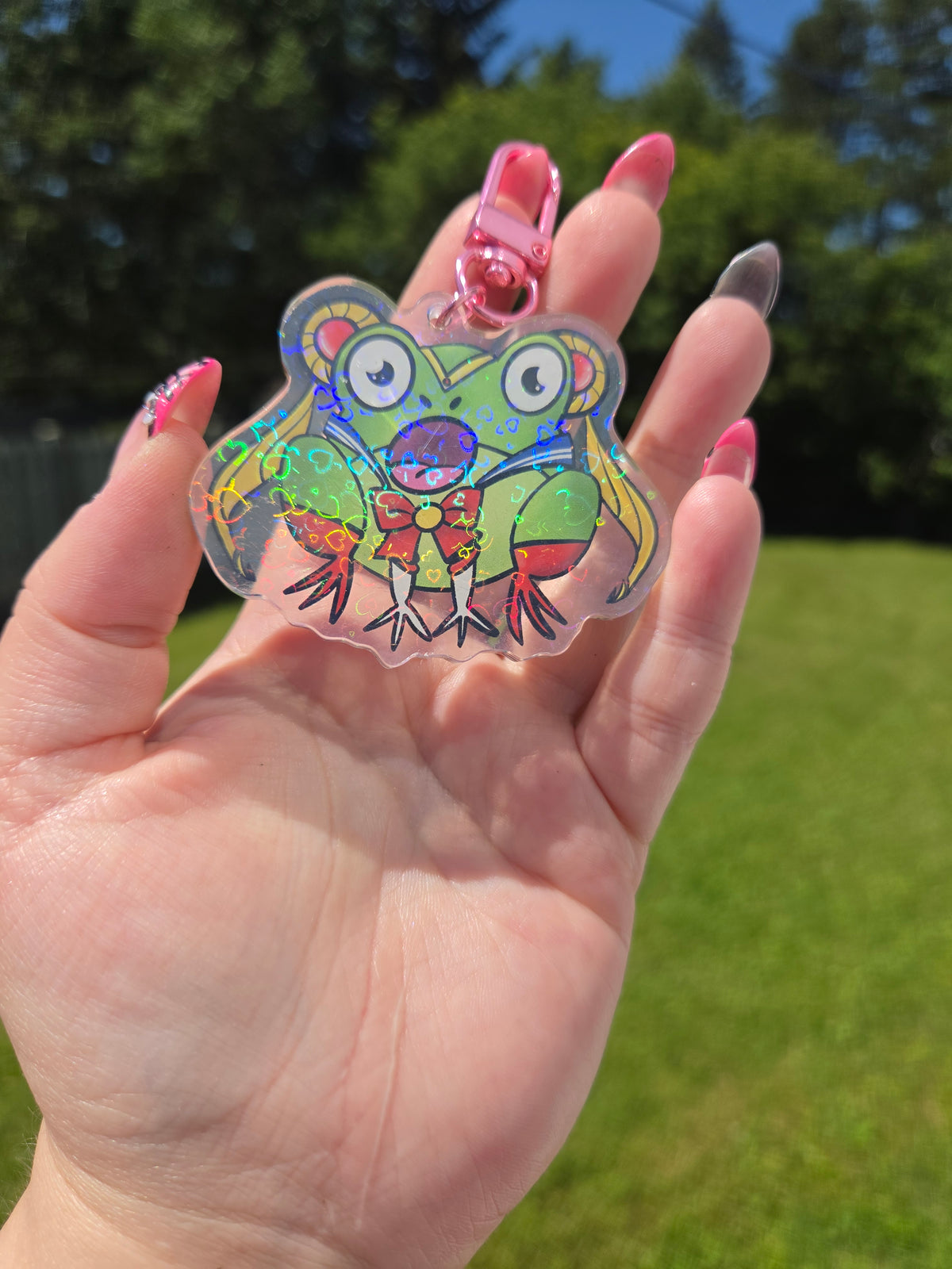 Frogger Moon Keychain