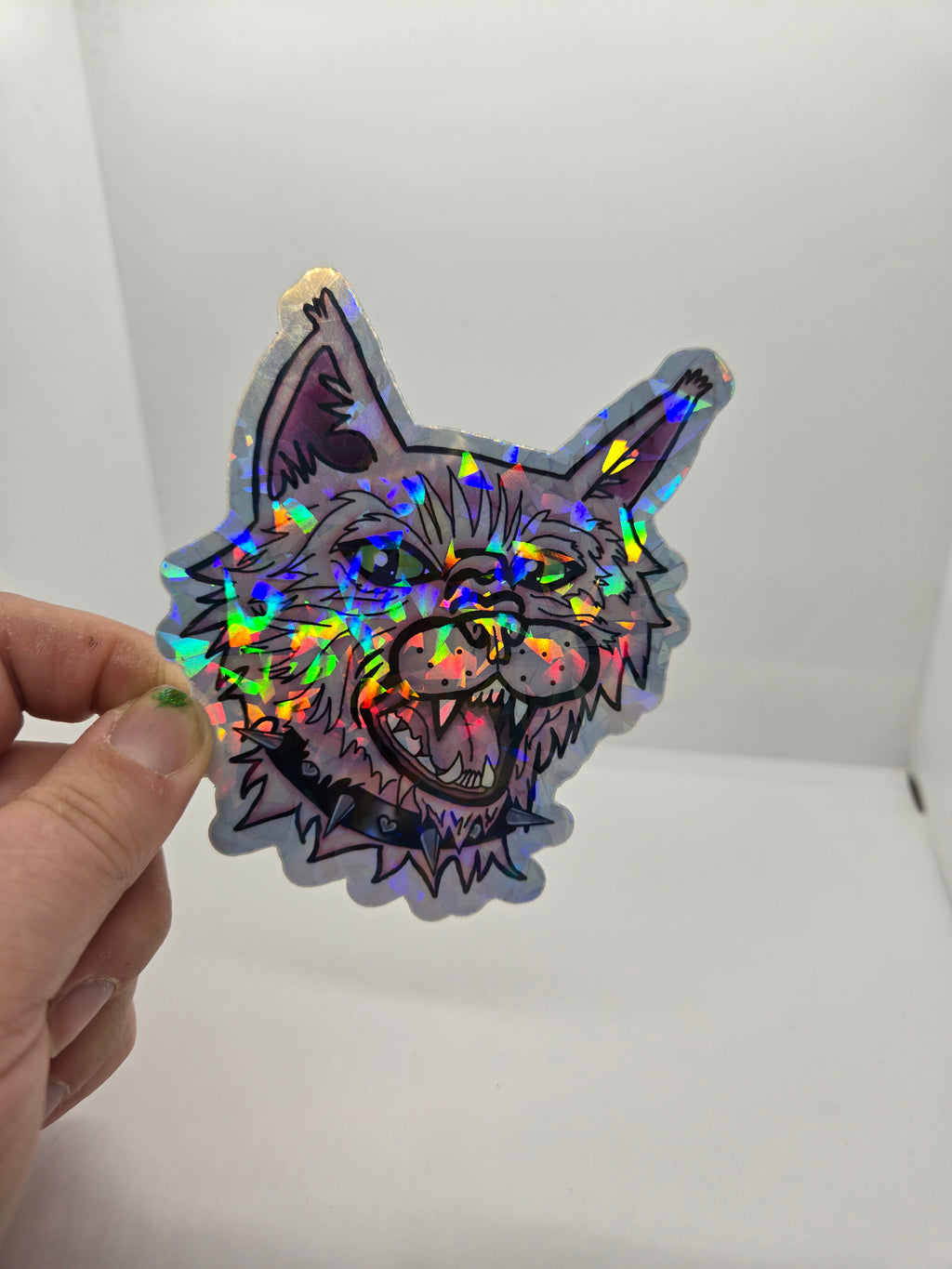 Pink Punk Cat Holographic Sticker