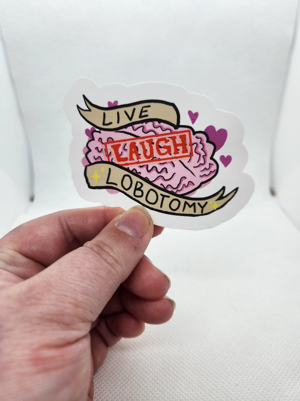 Live Laugh Lobotomy Sticker - Matt Nicht wasserfest