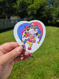 Jester Clown Girl Heart Sticker