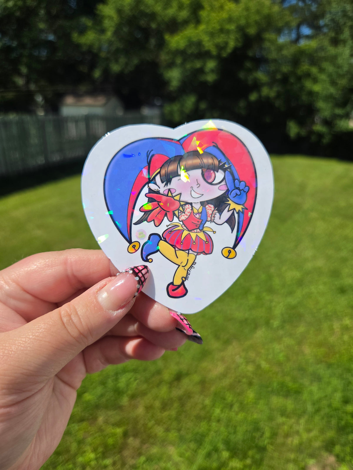 Jester Clown Girl Heart Sticker
