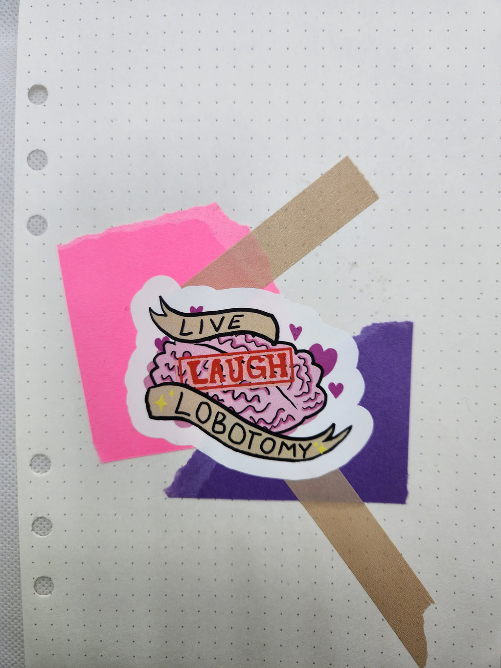 Live Laugh Lobotomy Sticker - Matt Nicht wasserfest