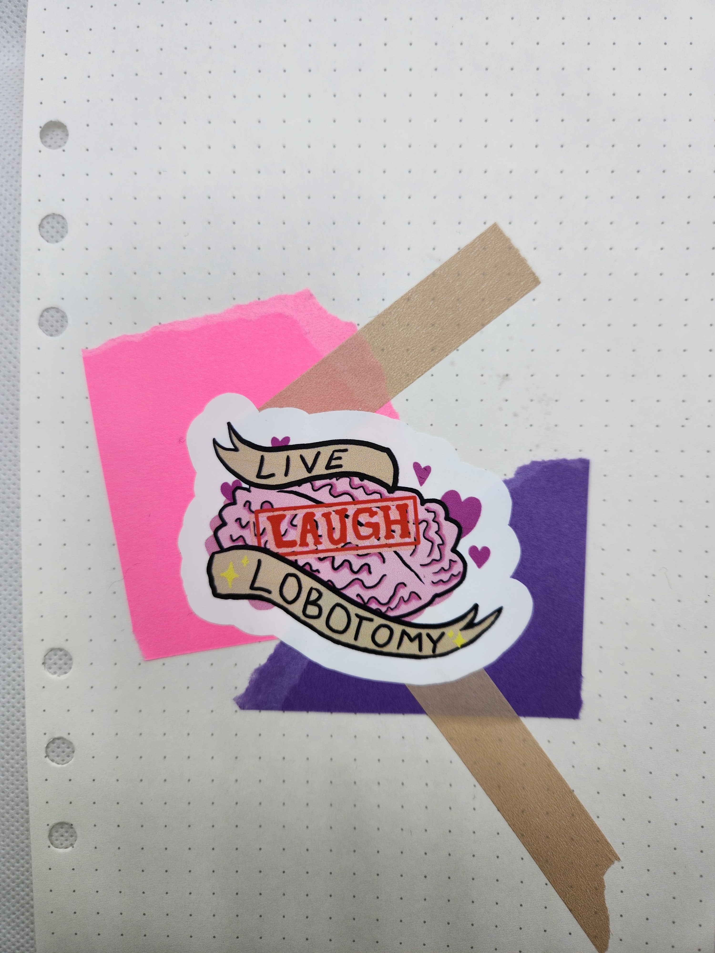 Live Laugh Lobotomy Sticker - Matt Nicht wasserfest