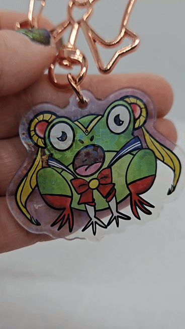 Frogger Moon Keychain